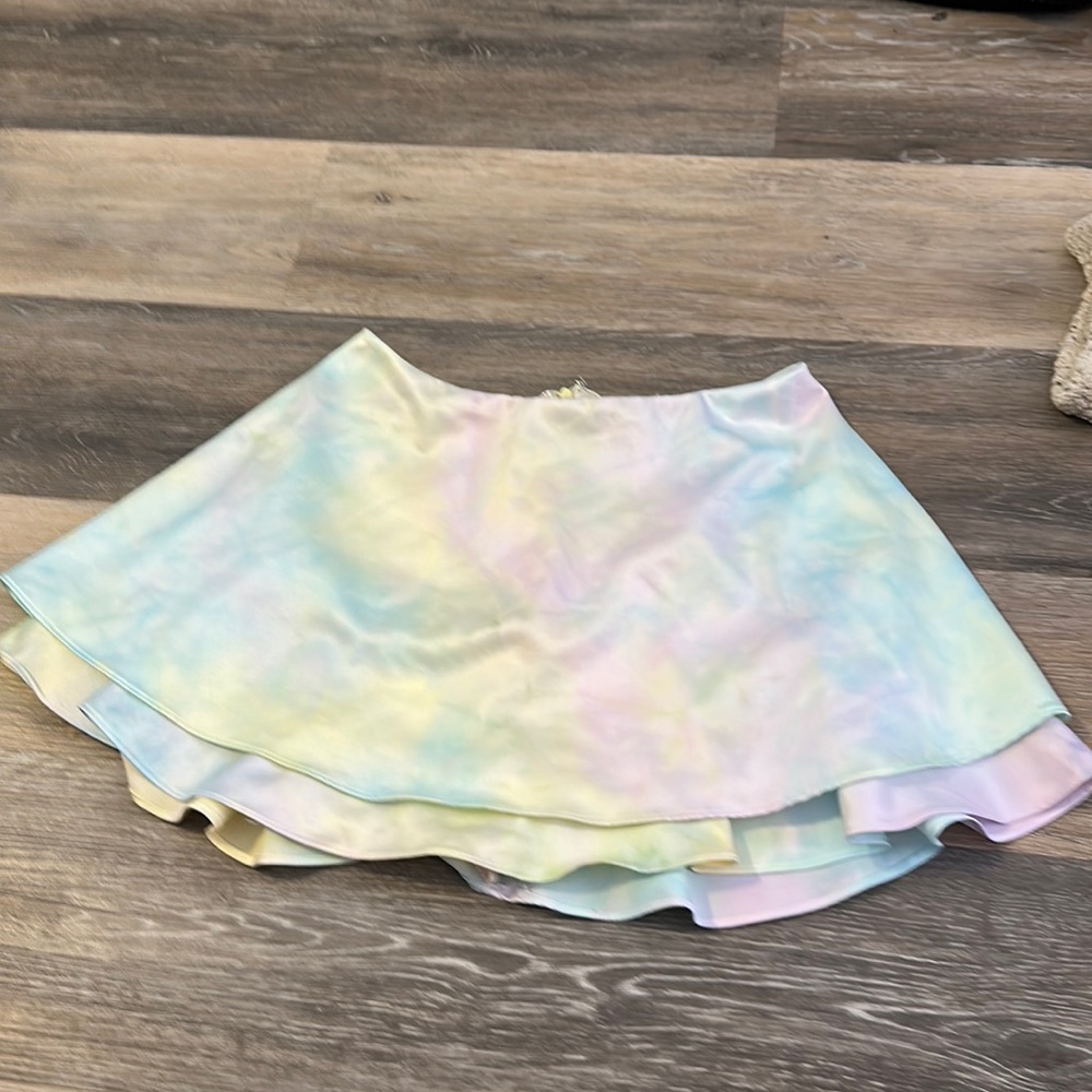 light colored skirt with shorts, flowy